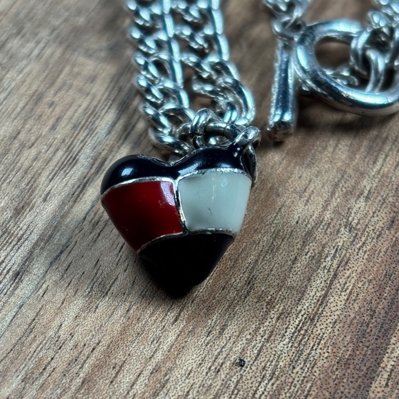 Tommy Hilfiger silver tone necklace with logo heart charm - Picture 2 of 6